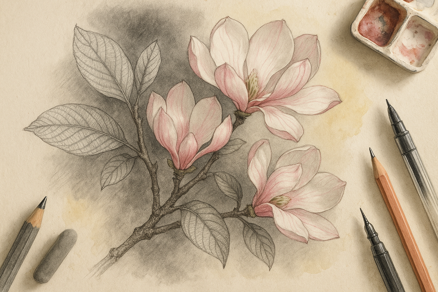 Create a Beautiful, Realistic, and detailed drawing using several mediums 